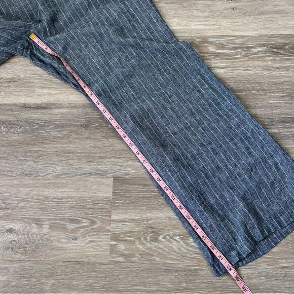 Zac &‎ Rachel blue striped linen wide leg cropped pants - Picture 2 of 6